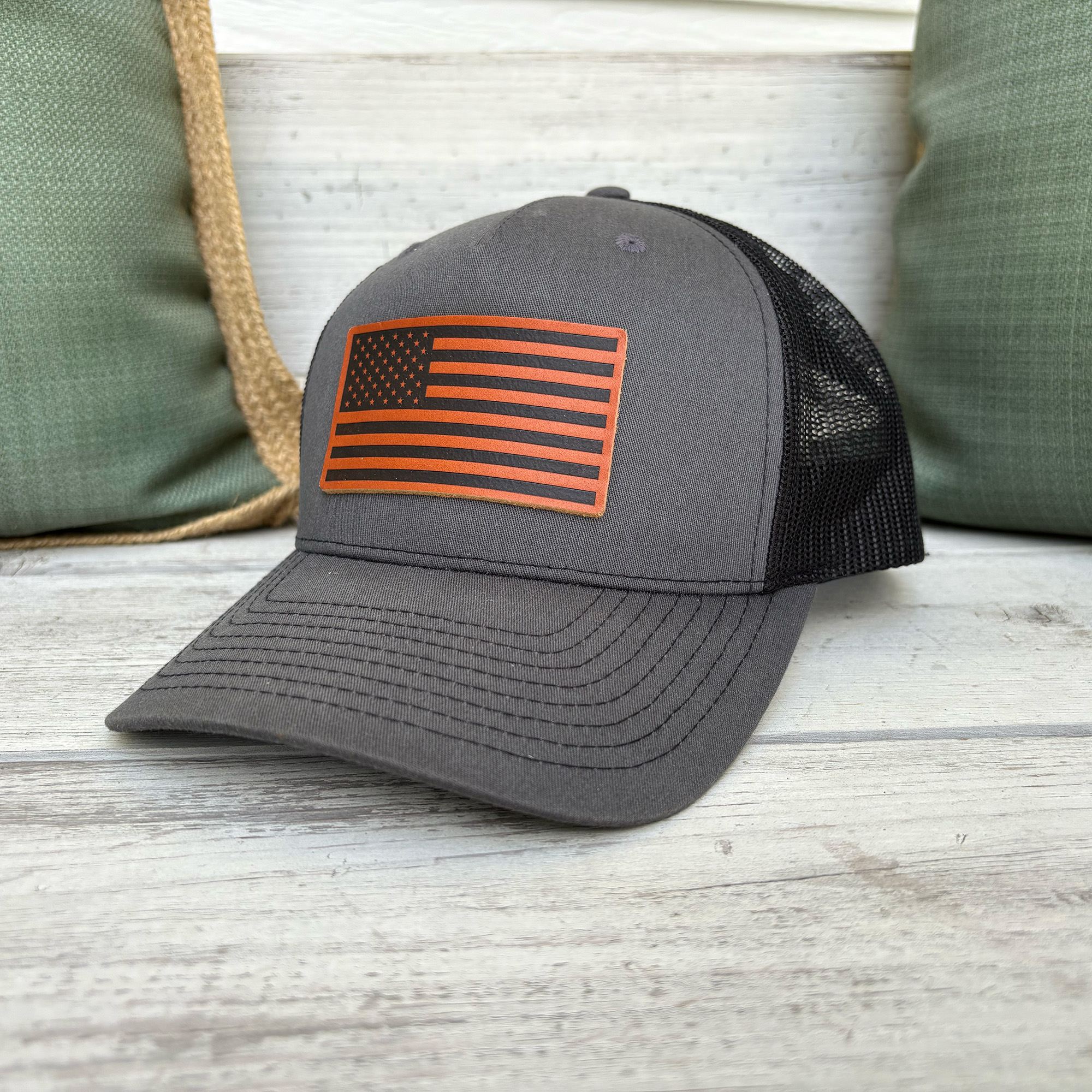 American Flag Leather Patch Hat